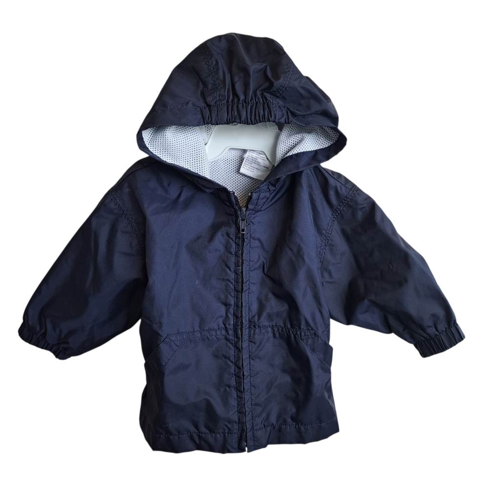4/$20 Kids Navy Blue Hooded Rain Jacket Size 12 Months